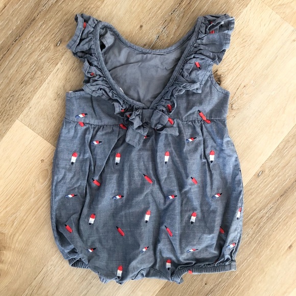 Summer Chambray Embroidered Popsicle Romper - Picture 2 of 2